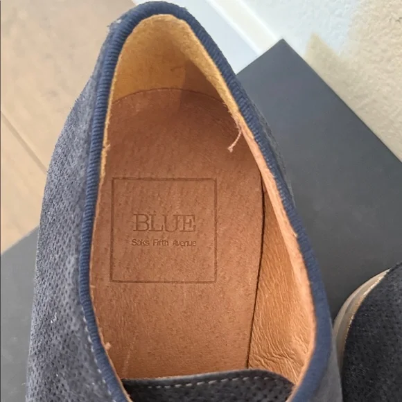 Saks Fifth Avenue Navy Blue Suede Derbys - Picture 2 of 6